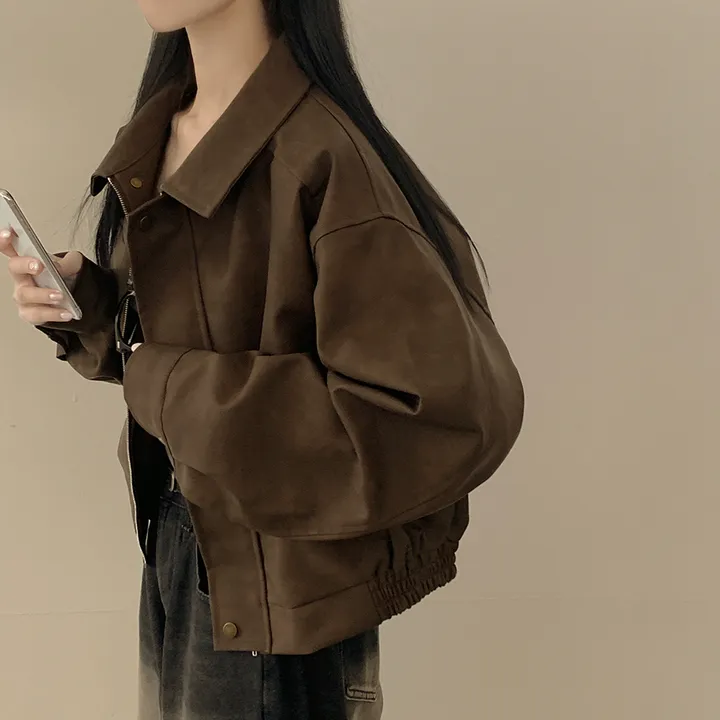 [고퀄!/빈티지레더✨] 매트 무광 오버핏 가죽 스웨이드st 자켓 점퍼 상세 이미지 13