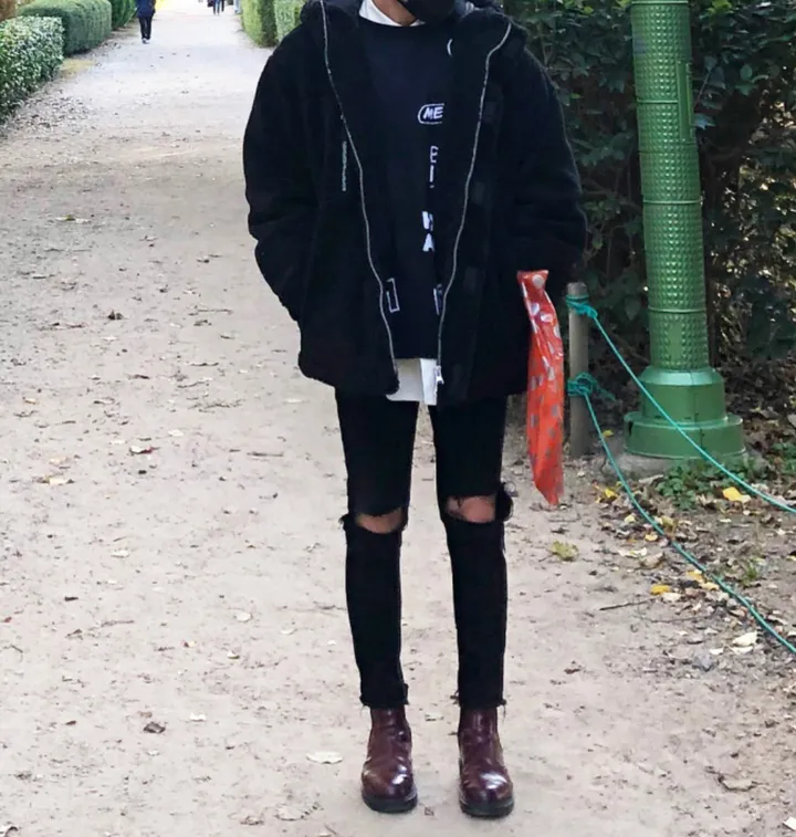 덤블 헤비 양털 패딩 오버핏 투웨이 스트링 후리스 뽀글이 후드 집업 자켓 점퍼 상세 이미지 56