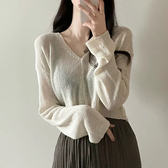 (5color)피넛 썸머 크롭 브이넥 가디건 상세 이미지 8