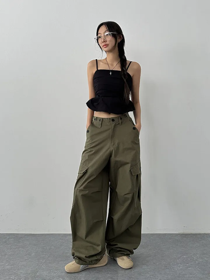[극강퀄리티!비죠버튼 허리조절/치노 캥크링 포켓 핀턱 빅카고 와이드팬츠] 치노비죠카고와이드팬츠 상세 이미지 32