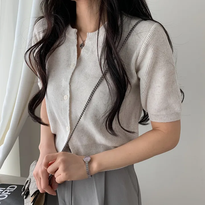 [재진행/부드러워요] 무드쩌는 린넨 하찌 반팔 단추 니트가디건;5col 상세 이미지 28