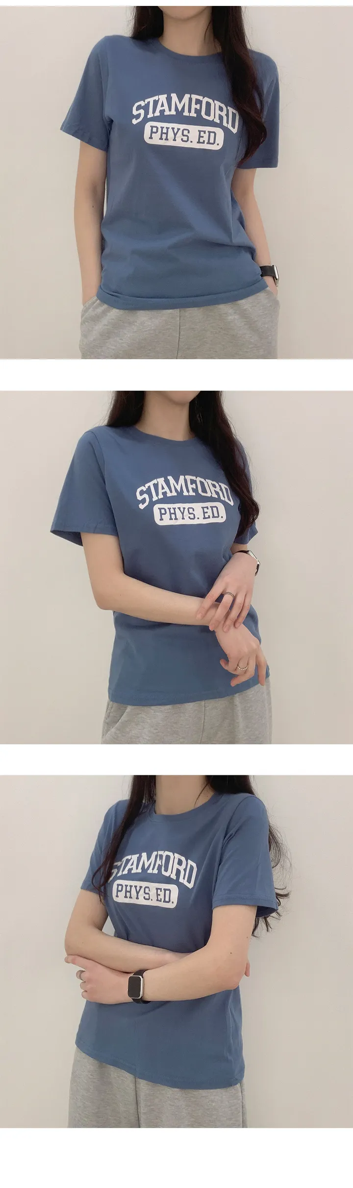 🚀총알배송! 📢아묻따 세일! 기본중의 기본!! [라운드/기본/반팔티셔츠] STAMFORD 프린팅 기본 베이직 라운드 반팔 티셔츠 3color 상세 이미지 13