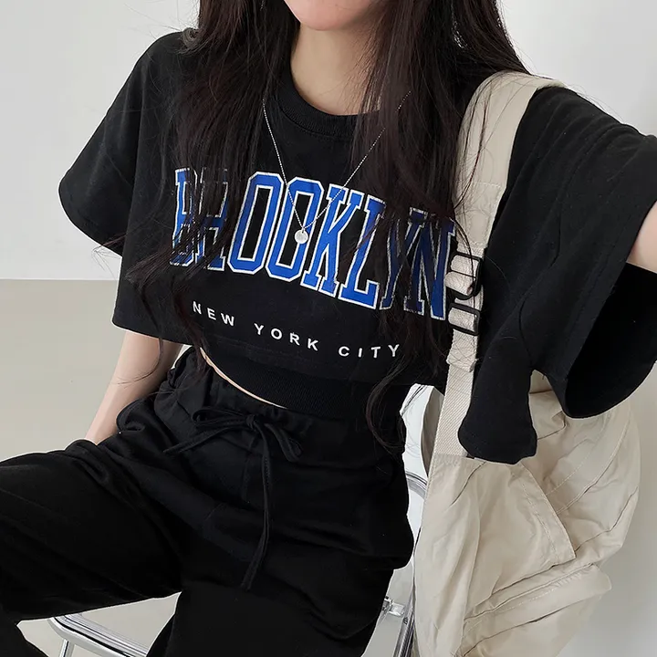 *묶음할인[반팔ver./쓰리세트가격!!] 브루프린팅 오버핏 크롭반팔티+나시+일자와이드핏 밴딩팬츠 트레이닝세트 상세 이미지 24