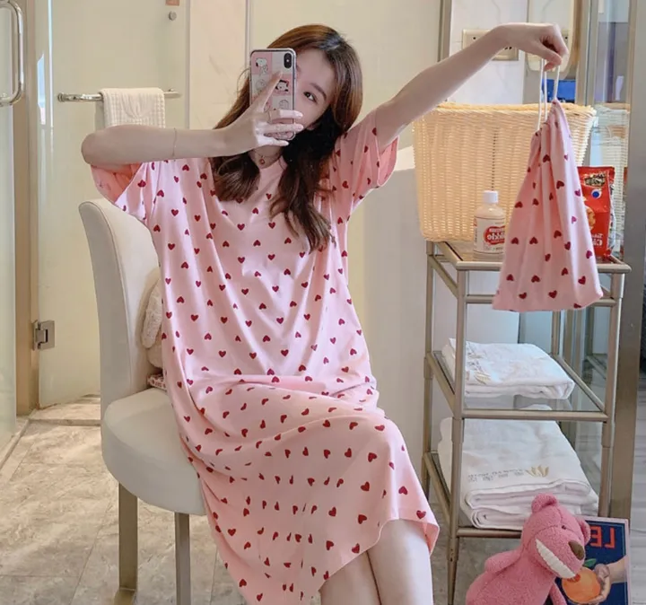 [귀여움 폭발🐥] 1+1 할인 / 6종 캐릭터 반팔 원피스 파자마 (파우치+양말 증정/FREE 사이즈) 상세 이미지 13