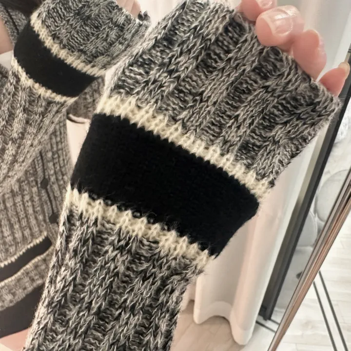 오블리크 배색 니트롱가디건 브이넥가디건 간절기가디건 골지니트가디건 보카시 배색가디건 봄신상 상세 이미지 16