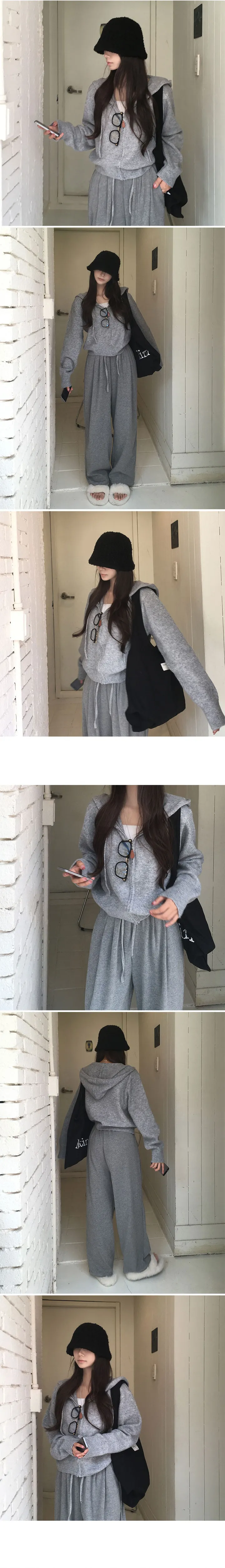 [데일리/기본필수!] 몬드 루즈핏 니트 후드집업 니트후드 니트집업 상세 이미지 15