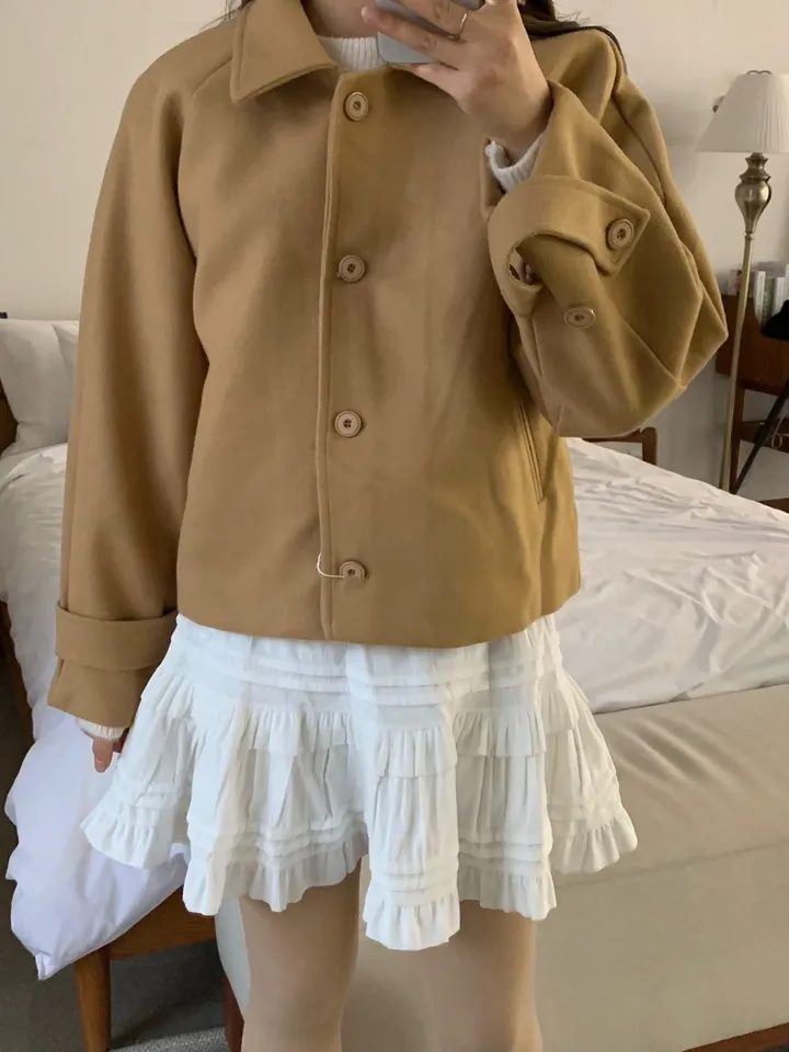 [아방루즈핏/💞러블리] 머스 카라 숏 코트 자켓 모직코트 상세 이미지 31