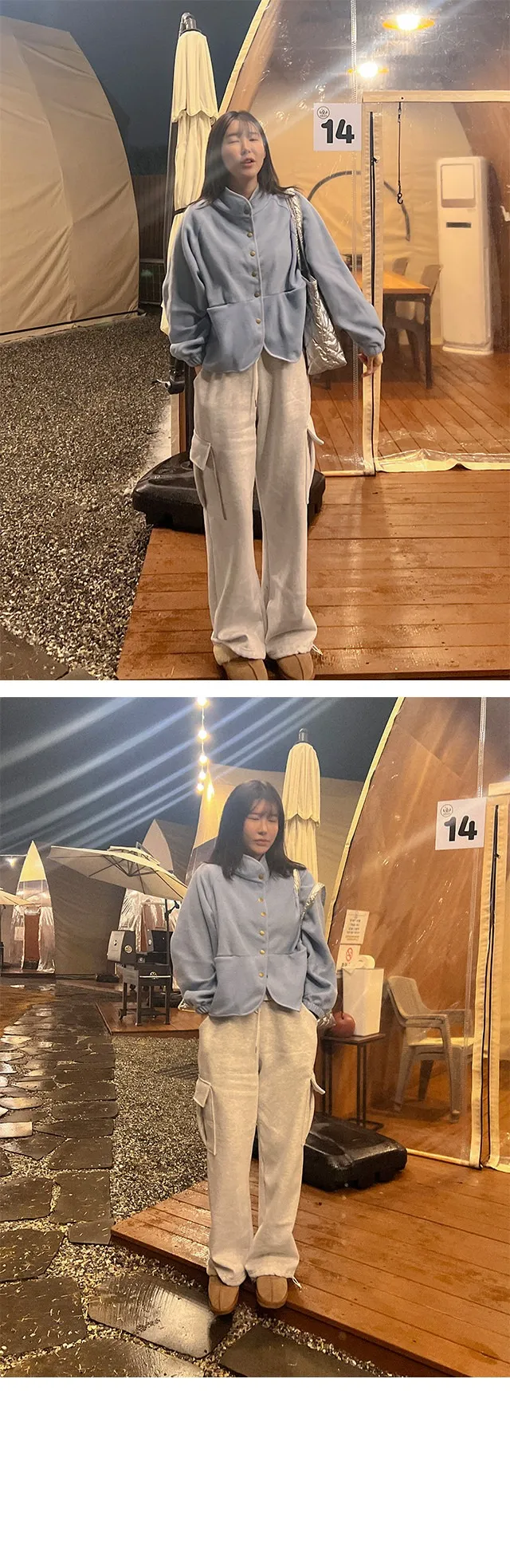(기획/2color) 키딩 플리스 하이넥 래글런 포켓 루즈핏 기모 겨울 후리스 간절기 점퍼 상세 이미지 9
