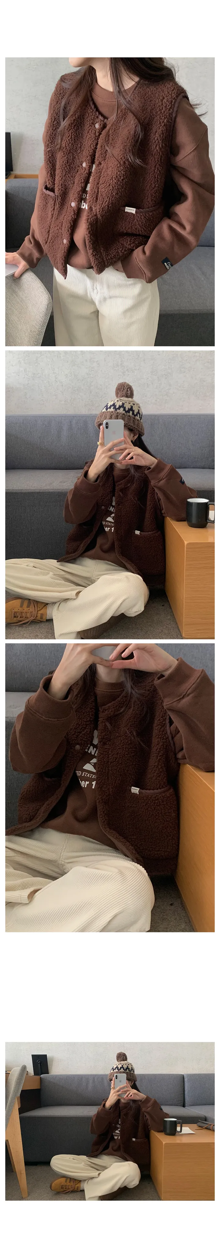 [RE:MOMENT/아이보리 당일발송] made. 포그 후리스 베스트 상세 이미지 33