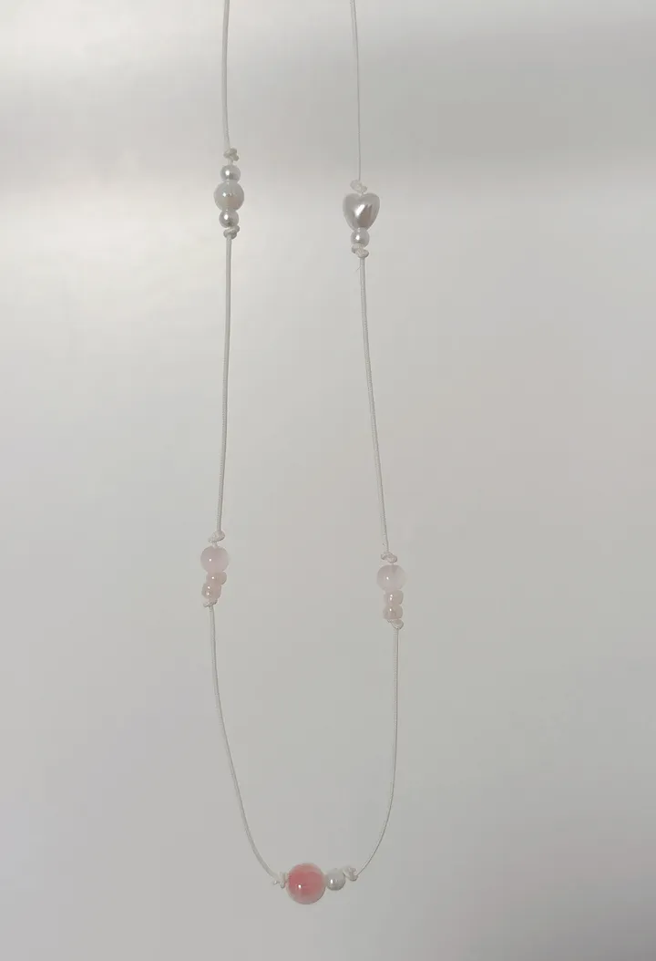 [made] 빈티지 도화 원석 목걸이 써지컬 매듭 상세 이미지 3