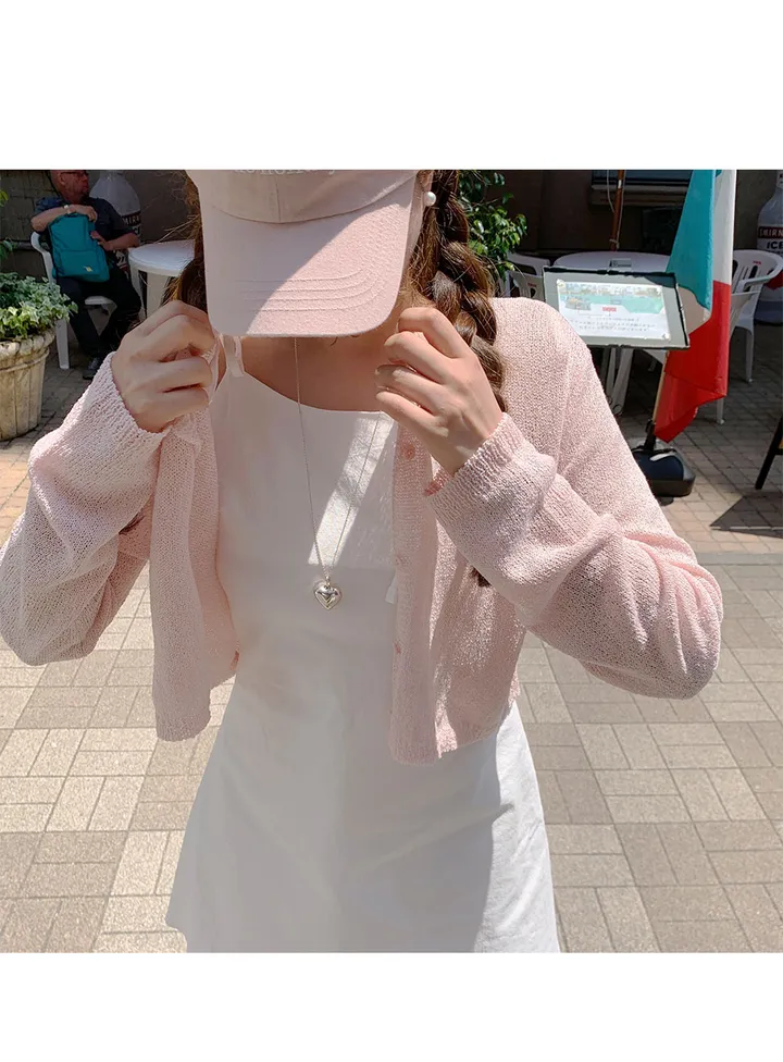 [살안타💖] 팝핑 솜사탕 니트 가디건크롭 시스루 레이어드 볼레로 커버업 부클 가디건 가을 간절기 아우터 살안타템 상세 이미지 84
