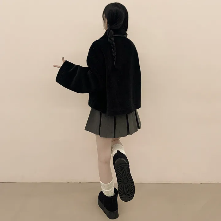 [귀여움/아방핏🧸] 도톰포근~ 양털 뽀글이 떡볶이 더플 자켓 테디베어 숏코트 상세 이미지 13