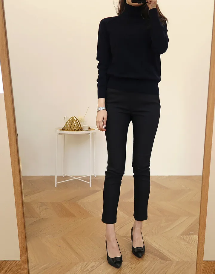 [55~77/일반,기모] 인생핏 슬림 일자 스키니핏 하이웨스트 스판 간절기 겨울 슬랙스 상세 이미지 47