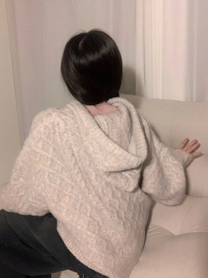 [고퀄/캐시울10] 도톰하고 아방한 핏, 아늑한 케이블 후드knit -8col 상세 이미지 15
