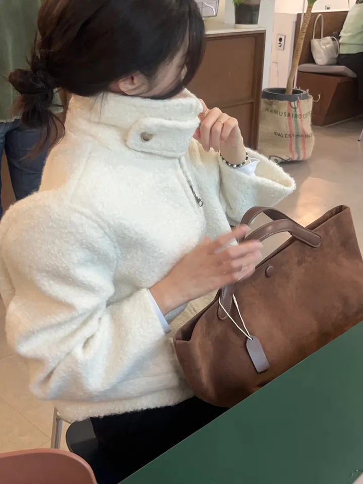 [주문폭주] 크리미 하이넥 숏코트 - 2col 상세 이미지 6