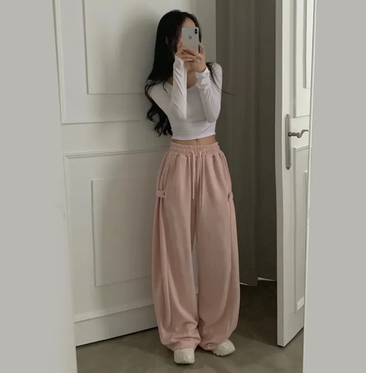 Made [봄컬러추가/🤍숏,롱!] 비어 사이드스냅 비죠, 버튼 롱와이드 트레이닝 추리닝 밴딩팬츠 - 12color 상세 이미지 26