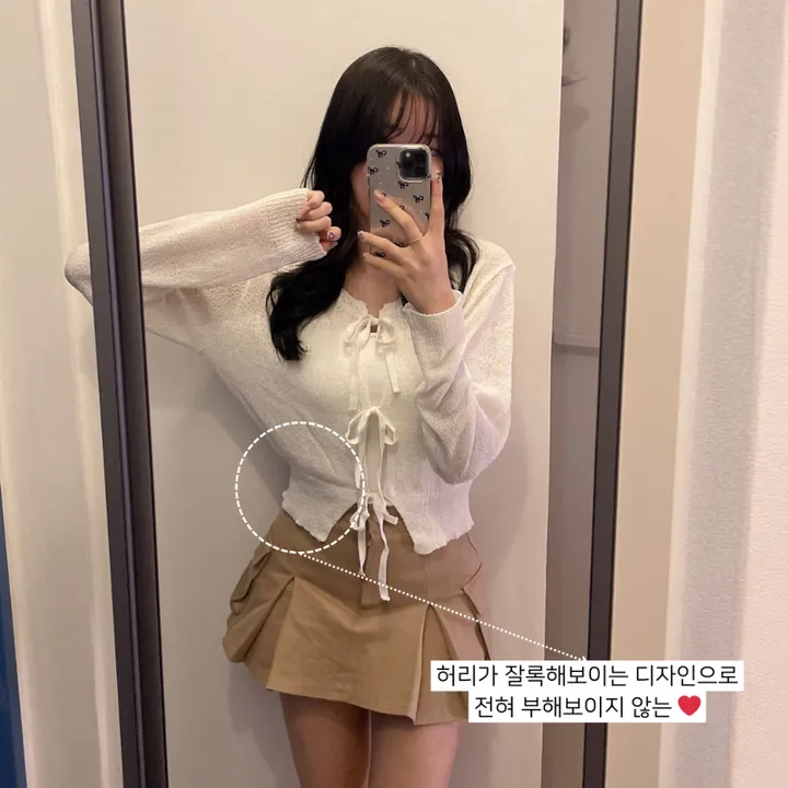 [리본포인트🎀/여름가디건] 살안타 부클 니트재질, 모얀 쓰리리본 여름 부클 니트 가디건 상세 이미지 9