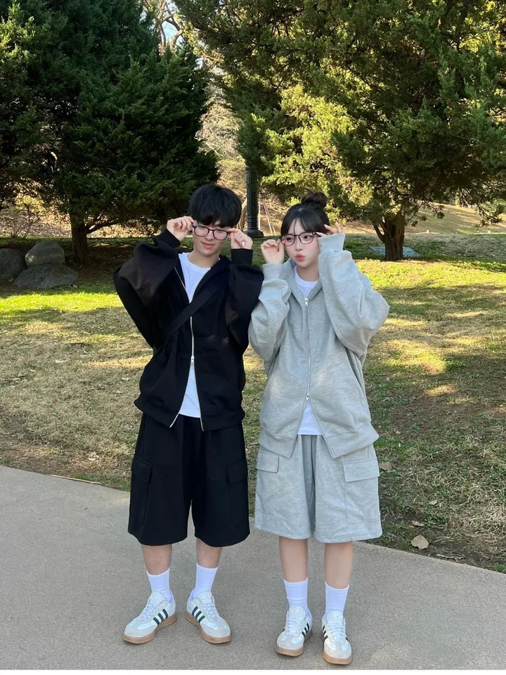 🌼당일출고🌼💗2000장 돌파💗[고퀄 핏대박/7Color/신상] 빅사이즈 투웨이 후드집업 카고 버뮤다 팬츠 트레이닝 세트 커플룩 시밀러룩 오버핏 꾸안꾸 트레이닝복 상세 이미지 52