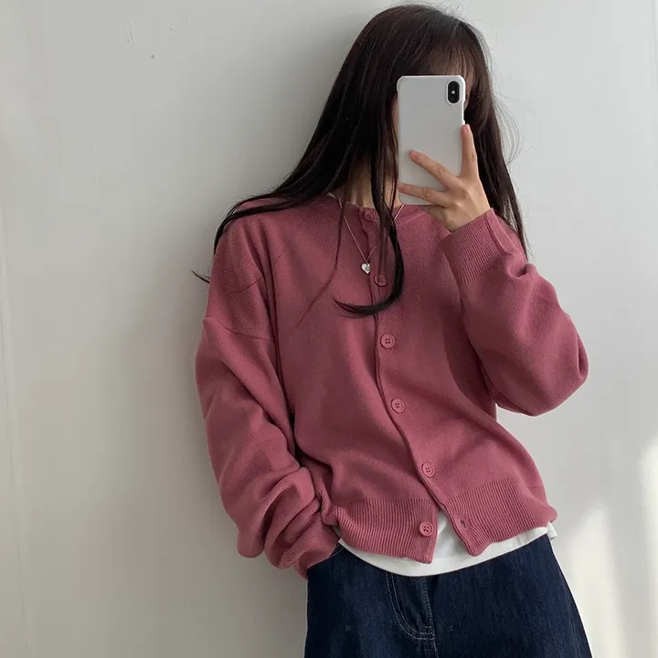 [ 데일리/무려~12컬러 ] 가을 겨울 포포 도톰 라운드 가디건 상세 이미지 5