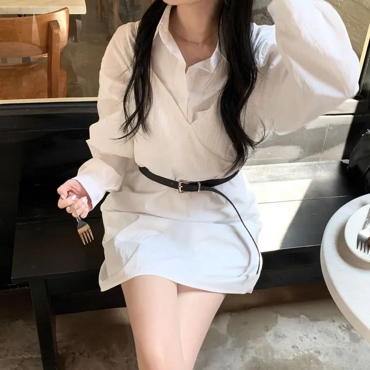 [set🖤/기장조절/데이트룩] 셔츠ops+뷔스티에ops 투피스 레이어드 세트set 상세 이미지 5