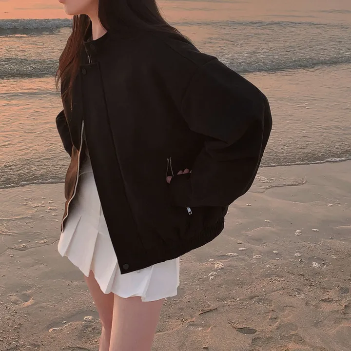 [오버핏!🖤/주문폭주✨]모던 바이커 스웨이드 아방 블루종 오버핏 자켓 상세 이미지 23