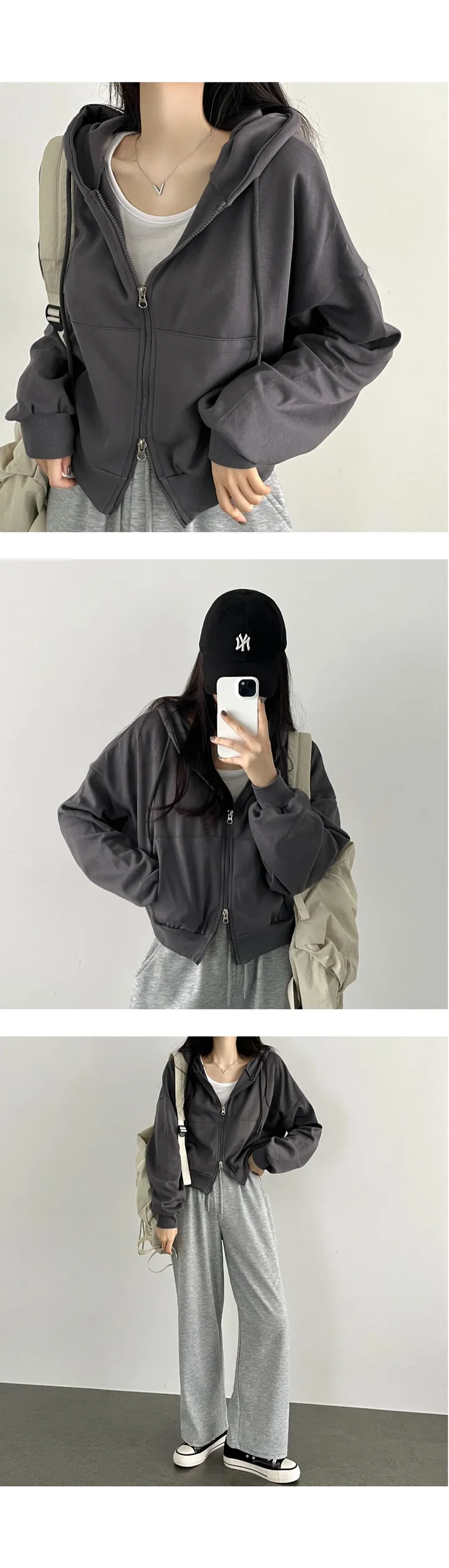 기모추가!🧡[단독9컬러/MD픽] 투웨이 세미크롭 후드집업 왕모자 루즈핏 상세 이미지 20