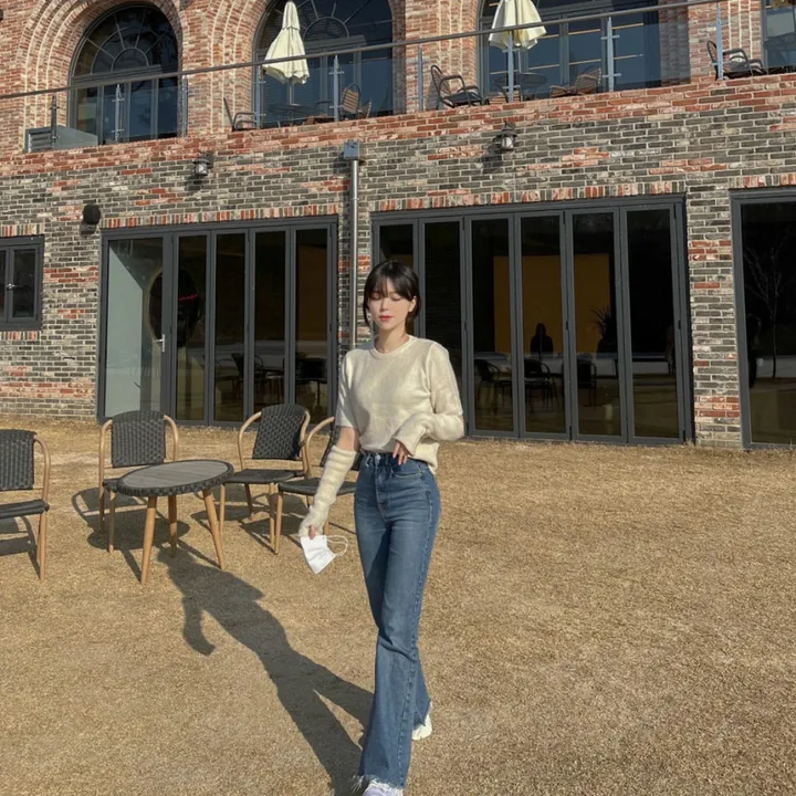 [워머SET/재진행‍🔥] 러블리 보들 울 핸드 워머 니트 세트 루즈핏 트임 반팔 니트티 라운드넥 토시 니트투피스 상세 이미지 28