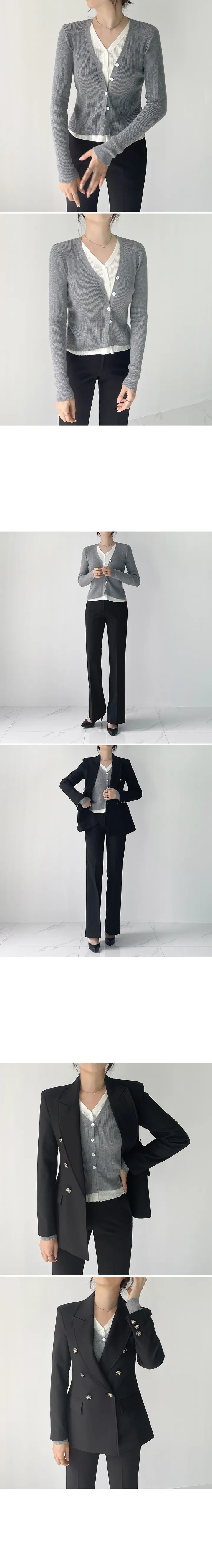 [주문폭주] 리즐 골지 이중 레이어드 투웨이 브이넥 니트 가디건  (베이지/카키/브라운/그레이/블랙) 상세 이미지 6
