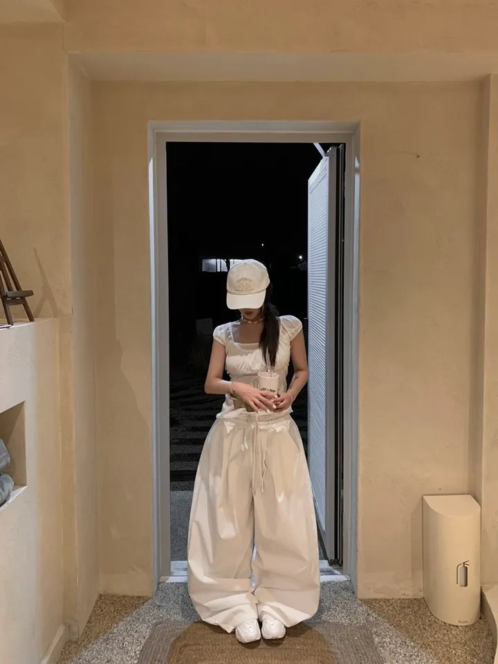 (UNISEX) 머니 나일론 더블 핀턱 스트링 벌룬 PT / 오버핏 와이드 밴딩 트레이닝 벌룬핏 팬츠 바지 와이드팬츠 벌룬팬츠 트레이닝팬츠 나일론팬츠 나일론바지 간절기 봄 여름 상세 이미지 5