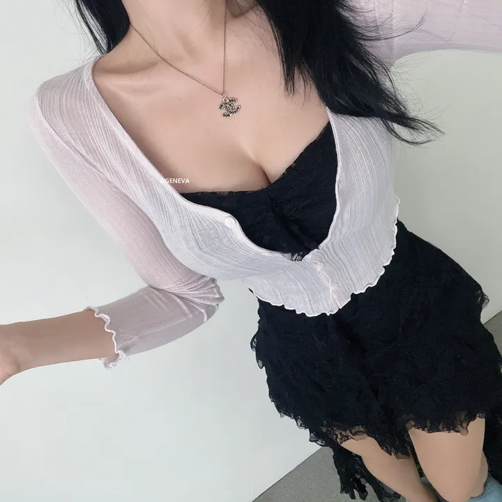 당일/ 롤라 가디건 여름 시스루 크롭 숏 데일리 국내생산 스판 휘뚜루마뚜루 기본 베이직  4color 상세 이미지 15