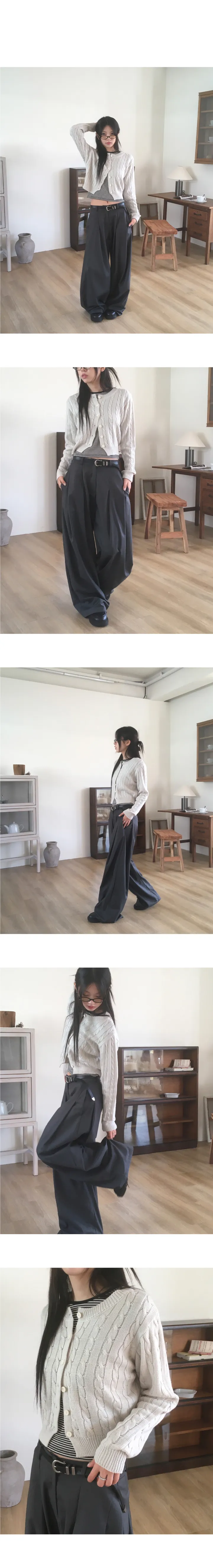 로초 꽈배기 크롭 니트 가디건 상세 이미지 7
