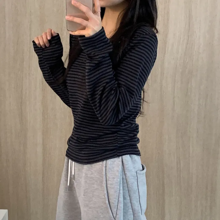 [날씬핏🦊/매일매일] 블리스 라운드넥 단가라 긴팔티셔츠 -4color 상세 이미지 28