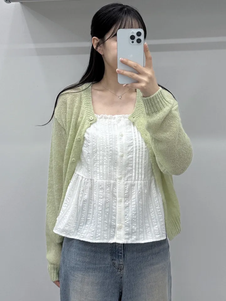 [여리핏/주문폭주] 뽀용 파스텔 라운드 알파카 니트 가디건/ 알파카가디건 여리가디건 봄가디건 간절기가디건 핑크가디건 청순여리 봄옷 레이어드 루즈핏가디건 얇은가디건 핑크가디건 상세 이미지 9