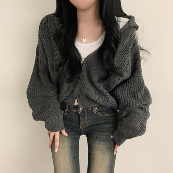 [가을꾸안꾸🍂!/아방핏] 투웨이 아방핏 가을무드 꽈배기 니트 크롭 집업 상세 이미지 11