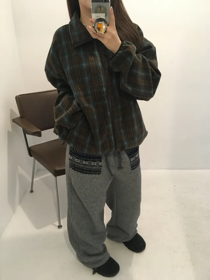 (2 color) 도쿄 체크 후리스집업 상세 이미지 6