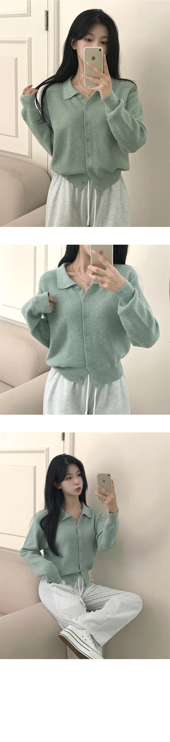 [캐시미어/국내제작] 아펠 오픈 카라 긴팔가디건 상세 이미지 7