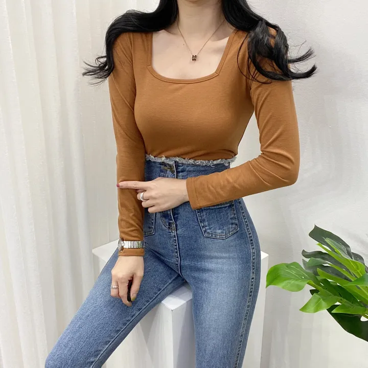 🚀당일발송🚀[묶음할인/11컬러] 조이 봄 가을 뉴 스퀘어넥 긴팔 티셔츠 이너티 상세 이미지 56