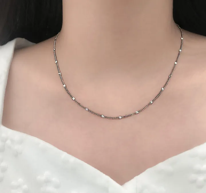 51종 써지컬 스틸 체인 목걸이 모음전 하트 별 달 스마일 오닉스 자개 리본 클로버 행운 꽃 십자가 왕관 나비 번개 고래꼬리 고래 엔틱 나비 레터링 열쇠 큐빅 링 물방울 코인 기본 상세 이미지 102