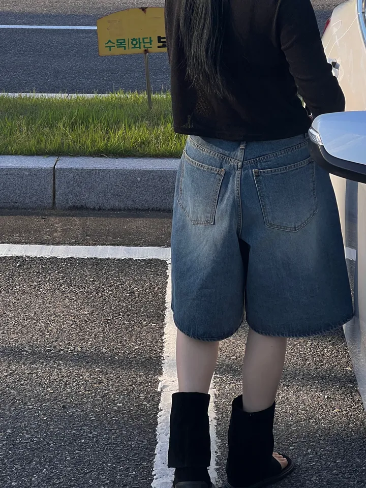 당일발송🔥핏보장 - 빈티지 캐주얼 데님 5부바지 - 버뮤다팬츠 상세 이미지 28