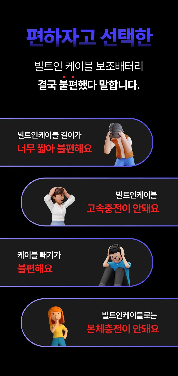 [🔥주문폭주, 품절임박🔥]에고르 고속충전 일체형 보조배터리 10000mAh EGB-100A 상세 이미지 1