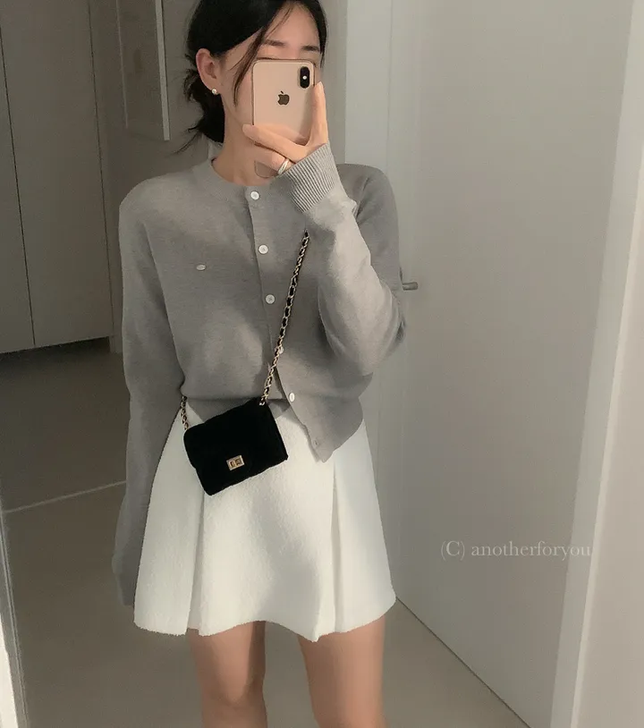 미니 심볼 펜던트 라운드 숏 가디건 4col : 어나더포유 상세 이미지 9