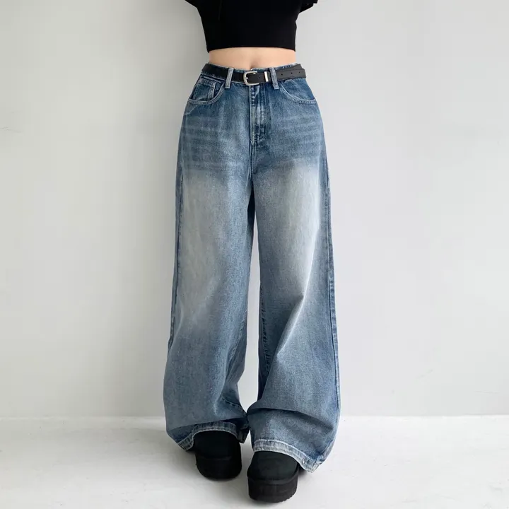[모델소장🖤/기장선택/~XL] 페이블 3기장 힙 빈티지 워싱 하이웨스트 로우 밑단 스냅 조거 와이드 데님 팬츠 청바지 키작녀 키큰녀 남녀공용 사계절팬츠 빅사이즈 상세 이미지 3