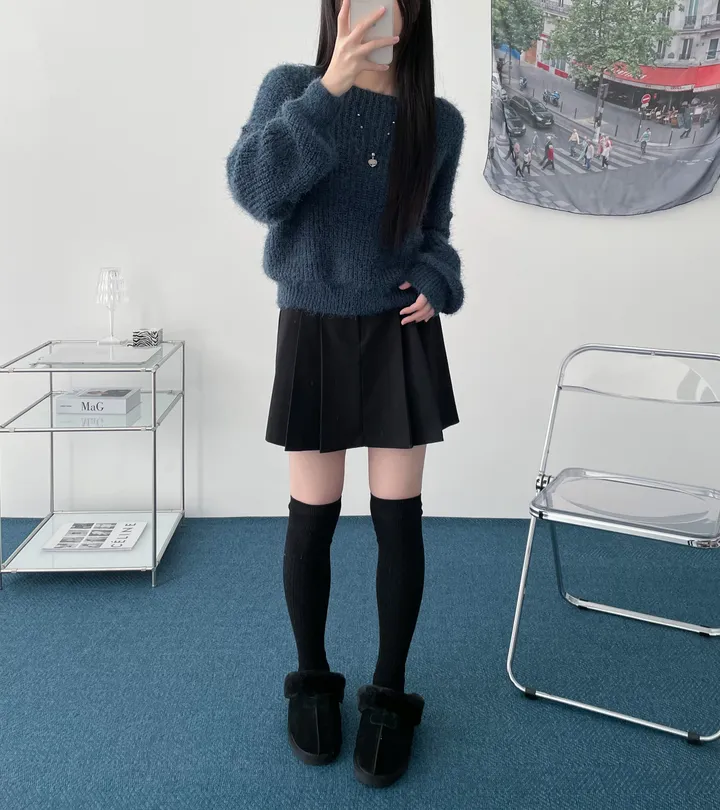 Pine leaf boat nect crop knit 상세 이미지 6