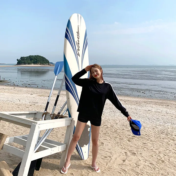 박시 배색 래쉬가드 비치웨어 ❤️리뷰1등 오버핏 체형보정 커버업 수영복 여름 물놀이 바캉스 워터밤 비키니 레쉬가드 바캉스룩 여름옷 오버핏래쉬가드 상세 이미지 14