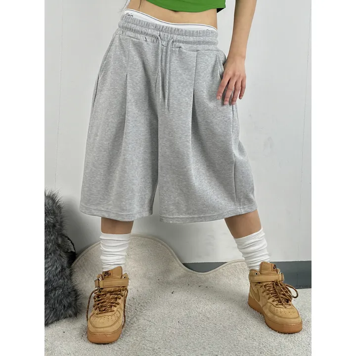 [UNISEX/기획특가/소장추천!/3size!]사이드 폴드 핀턱 포인트 루즈 와이드 벌룬 버뮤다 하프 트레이닝 팬츠(2color) 상세 이미지 37