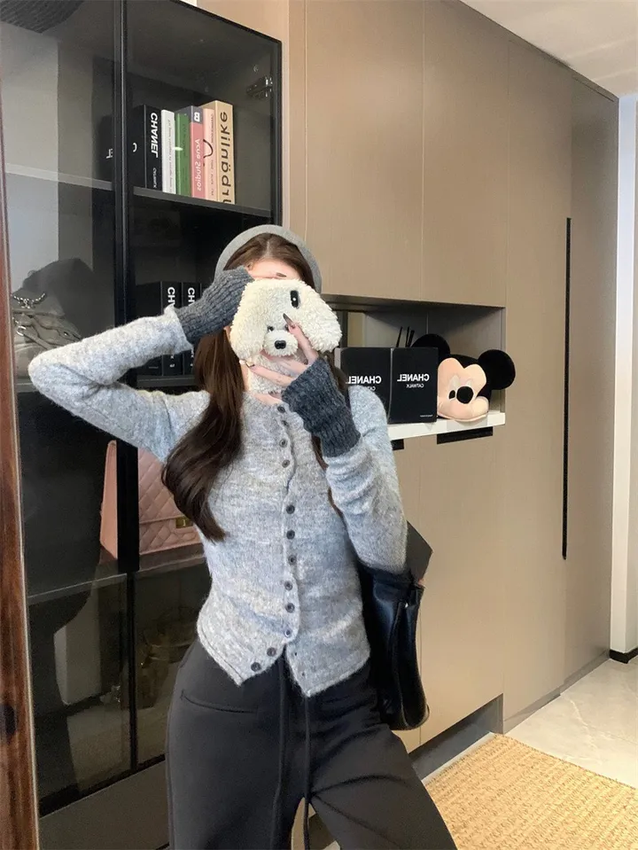 ❣️스타일업❣️ 투톤 가디건 배색 기본 이너 간절기 아우터 봄 가을 가디건 상세 이미지 7