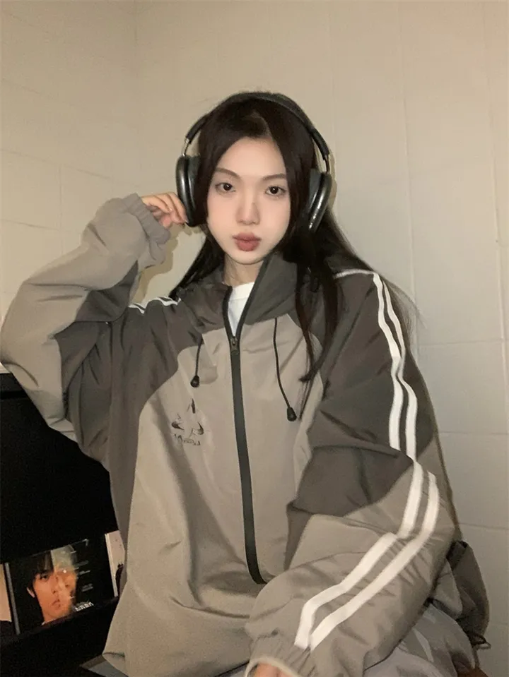 [봄신상💗/고프코어]햄프턴 배색 트랙라인 바스락 후드 윈드브레이커 바람막이 집업 상세 이미지 14