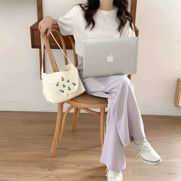 큐티 꽃자수 캔버스백 에코백 데일리백 지퍼백 대학생백 상세 이미지 9