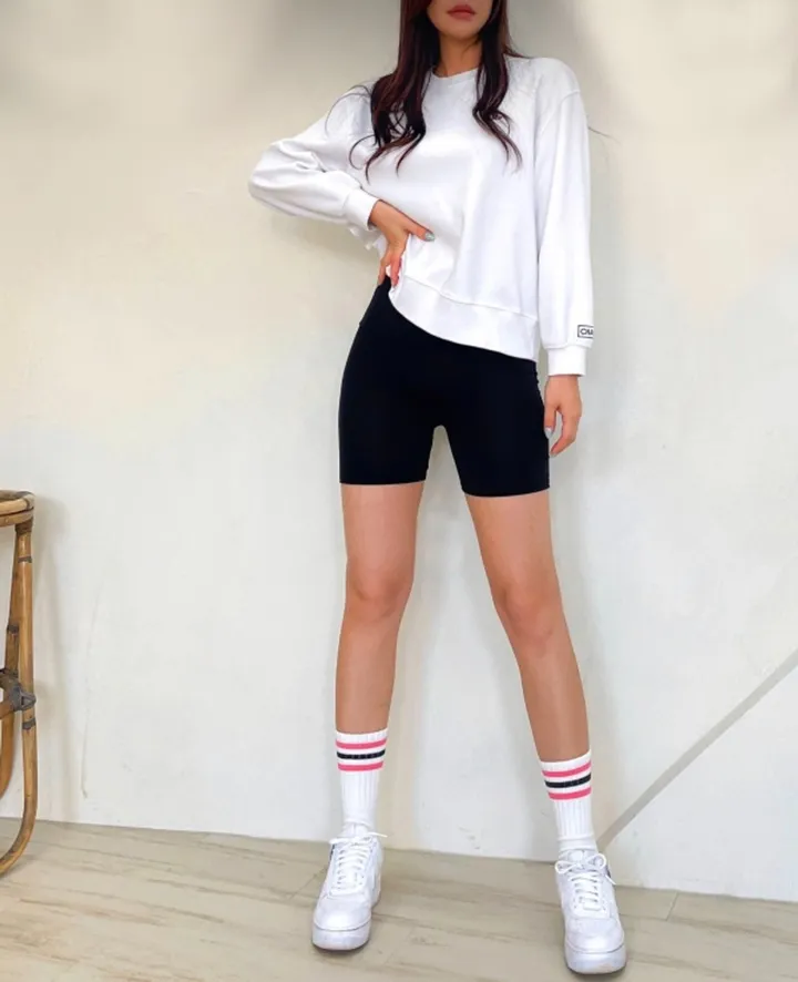 🚀1+1/댄서/공연ღ2부 바이크팬츠/레깅스 속바지 쫄바지 히트텍 겨울속바지 쫀쫀 스판 노라인 보온 4부 댄서 아이돌 무대의상 공연의상 폴댄스 폴쇼츠 폴웨어 의상 요가 필라테스 상세 이미지 12