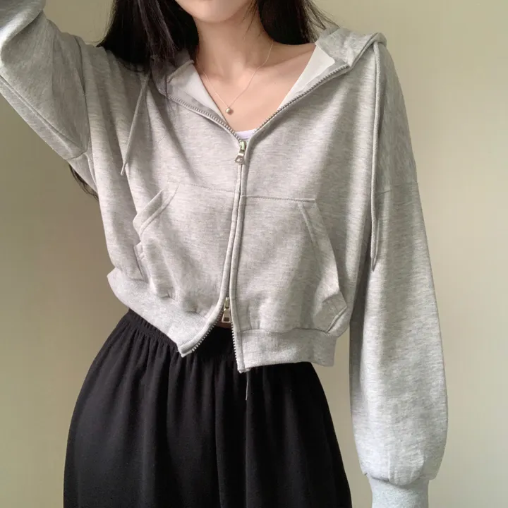 [아방귀염핏💕/투웨이] 로멜 크롭 루즈핏 벌룬 김팔 투웨이 후드 집업 상세 이미지 23